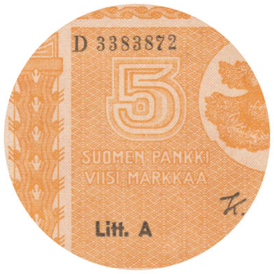 5 Markkaa 1945 Litt.A